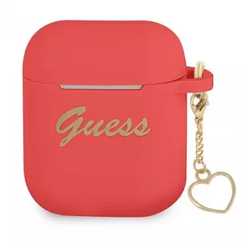 GUESS GUA2LSCHSR AirPods 1/2-fodral rött silikon Charm Heart Collection