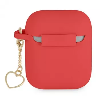 GUESS GUA2LSCHSR AirPods 1/2-fodral rött silikon Charm Heart Collection