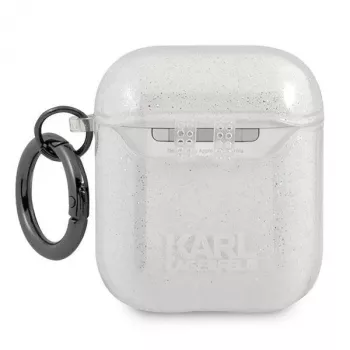 Karl Lagerfeld KLA2UKHGS AirPods 1/2 Cover Silver Glitter Karl's Head