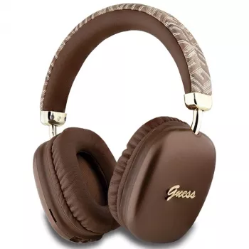 GUESS GUE003639 Gcube Metallic Script Logo on-ear Bluetooth-hörlurar bruna
