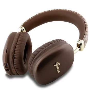 GUESS GUE003639 Gcube Metallic Script Logo on-ear Bluetooth-hörlurar bruna