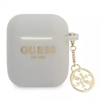 Guess GUA2LSC4EG AirPods 1/2-fodral grått silikon med hänge 4G-kollektion