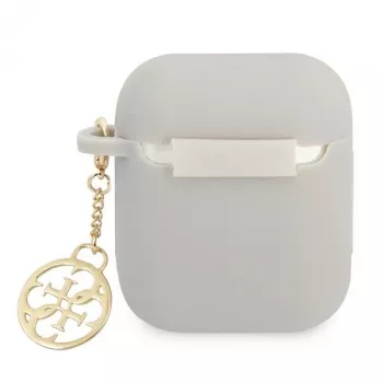 Guess GUA2LSC4EG AirPods 1/2-fodral grått silikon med hänge 4G-kollektion