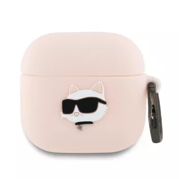 Karl Lagerfeld silikon Choupette Head 3D-fodral för AirPods 4 – rosa