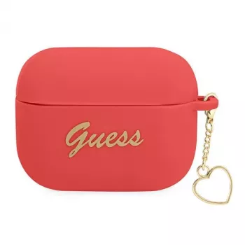 GUESS AirPods Pro-fodral rött silikon Charm Heart Collection