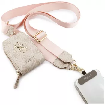 GUESS 4G Metal Logo universell crossbody-telefonrem liten väska – rosa
