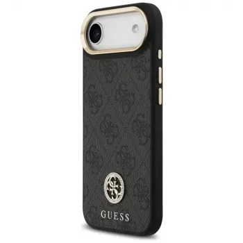 GUESS 4G Strass Logo MagSafe-skal för iPhone Air med metallknappar och handledsrem – svart