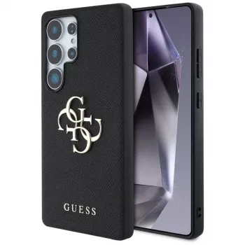 GUESS Grained Big 4G Logo Small Classic Logo skal för Samsung Galaxy S25 Ultra – svart
