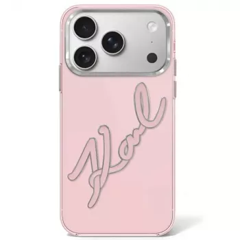 Karl Lagerfeld IML Big Signature Resin Metal Frame Case for iPhone 18 Pro / 17 Pro - Pink