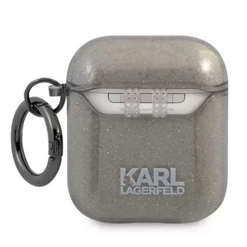 Karl Lagerfeld KLA2UKHGK AirPods 1/2 Cover Black Glitter Karl's Head