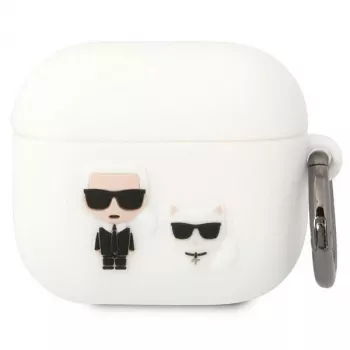 Karl Lagerfeld KLACA3SILKCW AirPods 3 Cover White Silicone Karl & Choupette
