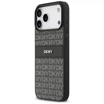 DKNY Repeat Texture Pattern med tonalt randigt skal för iPhone 17 Pro Max – svart