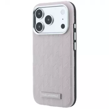 Karl Lagerfeld Grained Mono Resin Logo MagSafe-skal för iPhone 18 Pro Max / 17 Pro Max – rosa