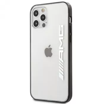 AMG AMHCP12LAESLBK iPhone 12 Pro Max genomskinligt hårdskal med metalllackad svart ram