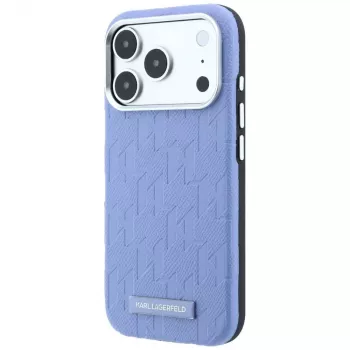 Karl Lagerfeld Grained Mono Resin Logo MagSafe-skal för iPhone 18 Pro Max / 17 Pro Max - ljusblå