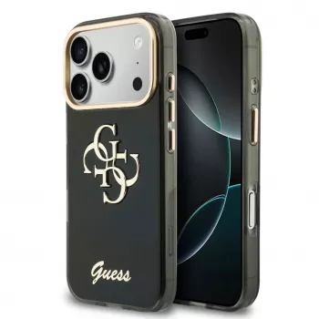 GUESS IML 4G Script Metal-skal för iPhone 18 Pro / 17 Pro – svart