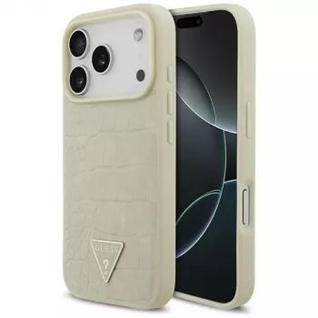 GUESS Croco Triangle Logo MagSafe-skal för iPhone 17 Pro – guld