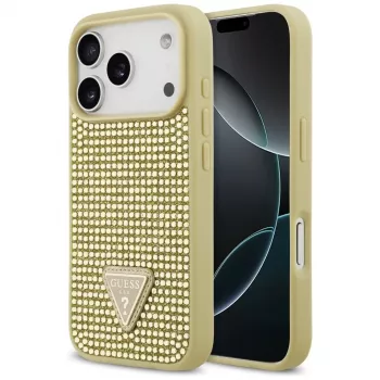 GUESS Rhinestone Triangle Logo-skal för iPhone 17 Pro – guld
