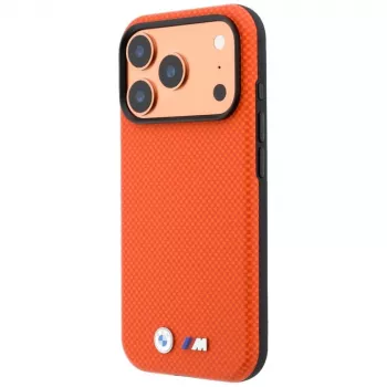 BMW M Quadrille Kevlar MagSafe-skal för iPhone 17 Pro Max / 18 Pro Max – orange med metallogo