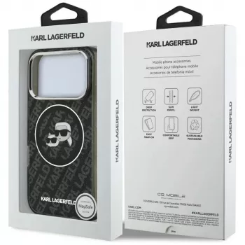 Karl Lagerfeld IML Glitter Karl & Choupette Heads Logo MagSafe-skal för iPhone 17 Pro svart