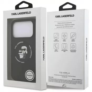 Karl Lagerfeld Silikon Karl & Choupette Ring MagSafe-skal för iPhone 17 Pro Max – svart