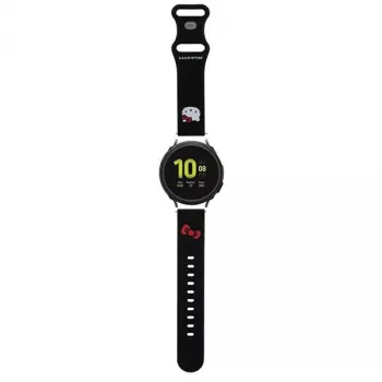 Hello Kitty universellt silikonarmband med Kitty-huvuddesign, svart, 20 mm