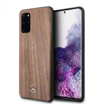 Mercedes-Benz Wood Line valnöt hårt skal för Samsung Galaxy S20+ (SM-G985) – brun