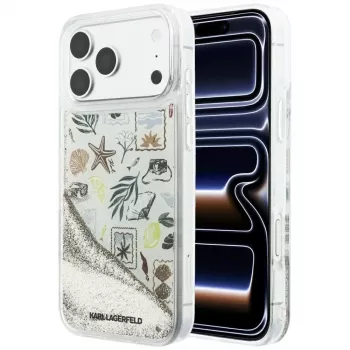 Karl Lagerfeld Liquid Glitter Beach & Sand-skal för iPhone 18 Pro Max / 17 Pro Max – beige