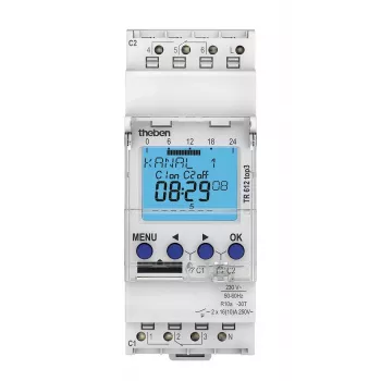 THEBEN TR612top3 Digital Time Switch 2-Channel Weekly DIN Rail with 10-Year Power Reserve