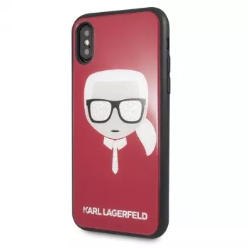 Karl Lagerfeld KLHCPXDLHRE iPhone X/Xs Iconic Glitter Karl's Head skal rött