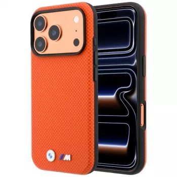 BMW M Quadrille Kevlar Metal Logo MagSafe-skal för iPhone 18 Pro / 17 Pro - orange