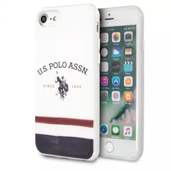 U.S. POLO ASSN. USHCI8PCSTRB iPhone 7/8/SE 2020/SE 2022 skal vitt trikolormönster kollektion