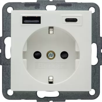 Berker S.1 SCHUKO-uttag med USB-C PD 20W, polarvit matt