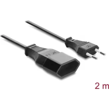 Delock eurokontakt förlängningskabel CEE 7/16 kontakt till uttag 2 x 0,75 mm², 2 m, svart