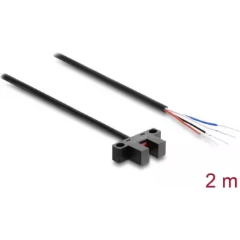 Delock gaffelformad ljusbarriär 5 mm typ K med 4 x öppna kabeländar PNP L/D omkopplingsbar 2 m