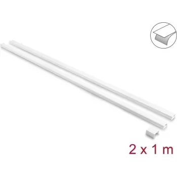 Delock självhäftande kabelkanal med skjutlock 24 x 14 mm inkl. kopplingar - 1 m längd, 2-pack, vit