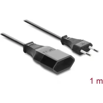 Delock eurokontaktförlängningskabel CEE 7/16 kontakt till uttag 2 x 0,75 mm², 1 m, svart