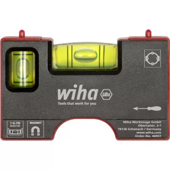 WIHA mini-vattenpass Pocket 8 cm grå/röd med magnet