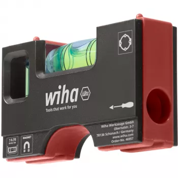 WIHA mini-vattenpass Pocket 8 cm grå/röd med magnet
