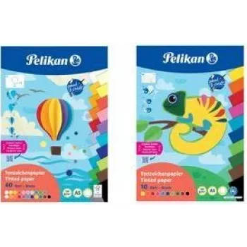 Pelikan färgat pappersblock DIN A3, 10 blad, 10 olika färger, 120 g/m², limmat i ovankant