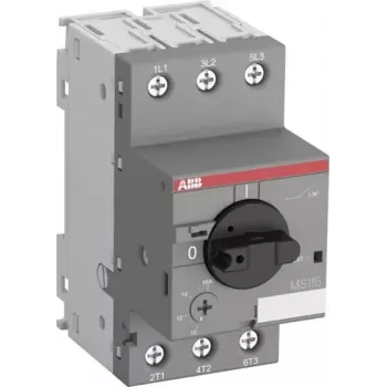 ABB MS116-0.16 motorskyddsbrytare, 0,1-0,16 A, 3-polig, utlösningsklass 10, 690V AC, skruvanslutningar