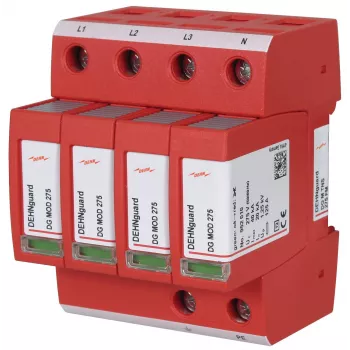 DEHNguard DG M TNS 275 FM typ 2 överspänningsskydd, 4-polig, 275 V AC, 40 kA, IP20, DIN-skena