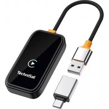 TechniSat Technicast 100 trådlös CarPlay- & Android Auto-adapter – svart, USB-C, plug & play