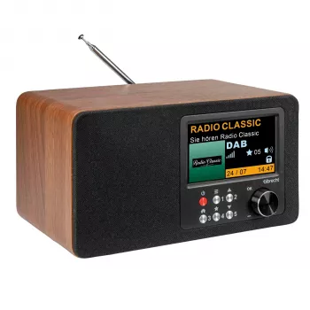 Albrecht DR 863 DAB+ FM digitalradio med Bluetooth, trähölje, färgdisplay, batteri