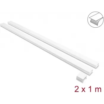 Delock självhäftande kabelkanal med skjutlock 40 x 19 mm, skarvstycke, 1 m, 2-pack, vit