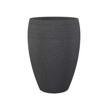 Emsa Landhaus blomkruka 283/65 svart granit D47 – 47 cm rund planteringskruka, 38 L, UV- och frostbeständig, inomhus/utomhus