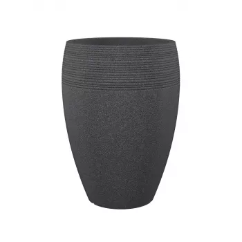 Emsa Landhaus blomkruka 283/65 svart granit D47 – 47 cm rund planteringskruka, 38 L, UV- och frostbeständig, inomhus/utomhus