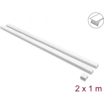Delock självhäftande kabelkanal med skjutlock 30 x 14 mm inkl. anslutning - 1 m, 2-pack, vit