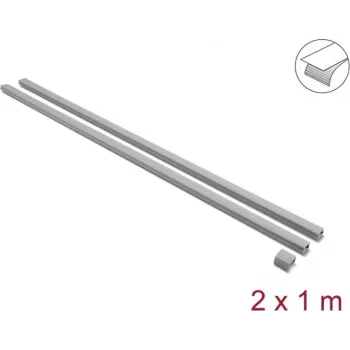 Delock självhäftande kabelkanal med skjutlock 24 x 14 mm, 1 m, 2-pack, grå, inkl. anslutning