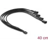 Delock fläktkabelsplitter 1 x 4-pin PWM uttag till hane + 3 x 4-pin hane (3 pinnar anslutna) med kabelmantel 40 cm svart
